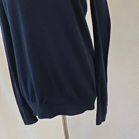 Equipment Femme Wool Sweater Pearl Lace Back Sweater Navy Blue size Small - Picture 3 of 8